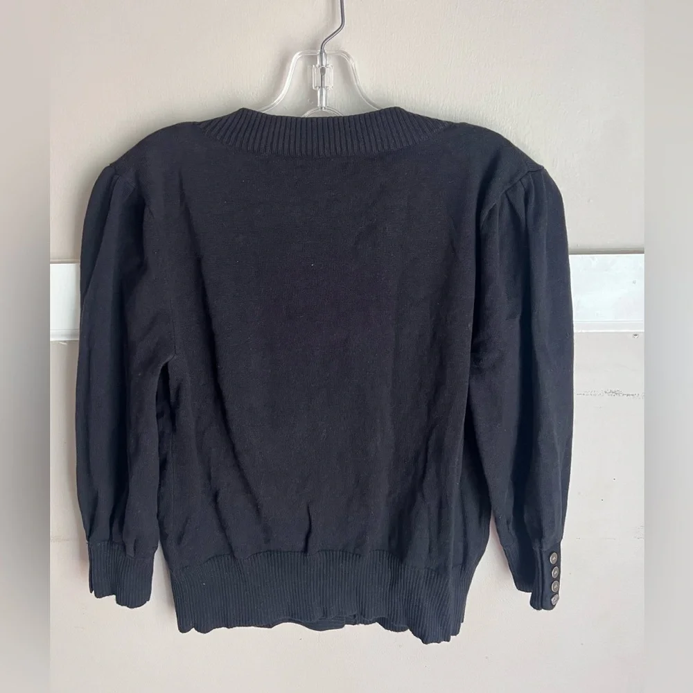 Anne Klein Black Double-Row Button Women’s Cardigan - Picture 2 of 4